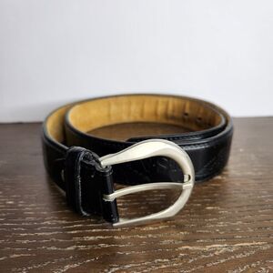 Genuine Black Leather Mens L (38-40) Embossed American Eagle USA Biker Belt